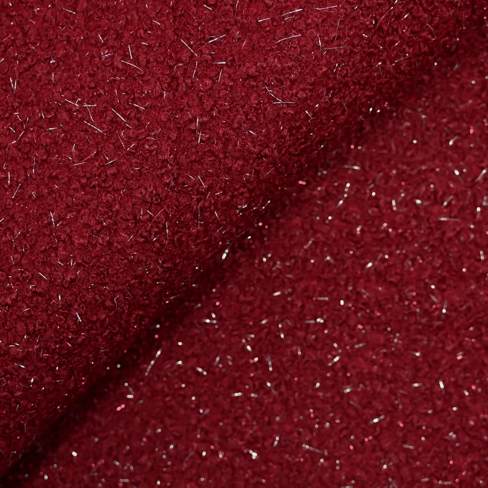 Lainage bouclette lurex rouge cramoisi