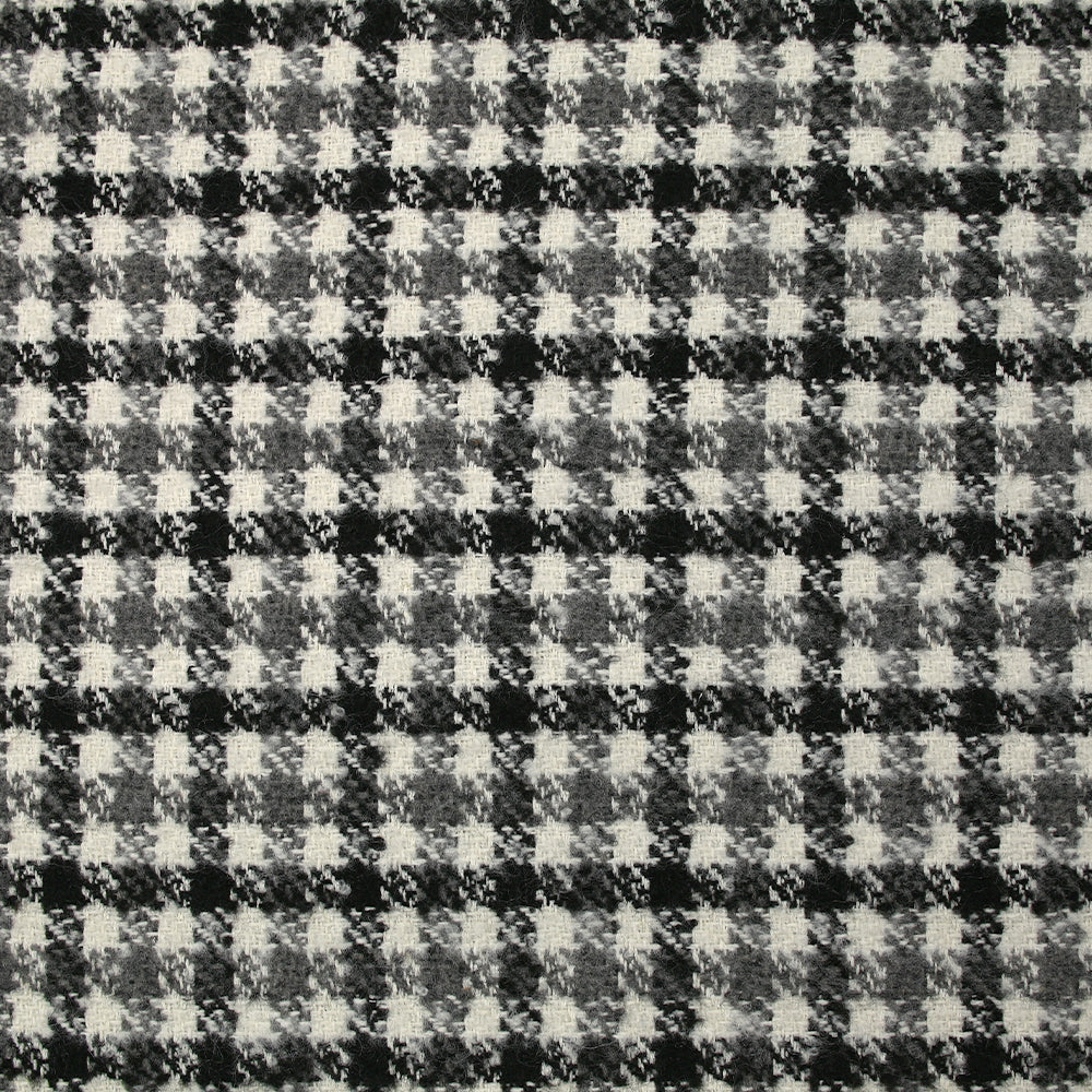 Laine mélangée bouclette pied-de-poule noir, gris et blanc cassé - Image 4