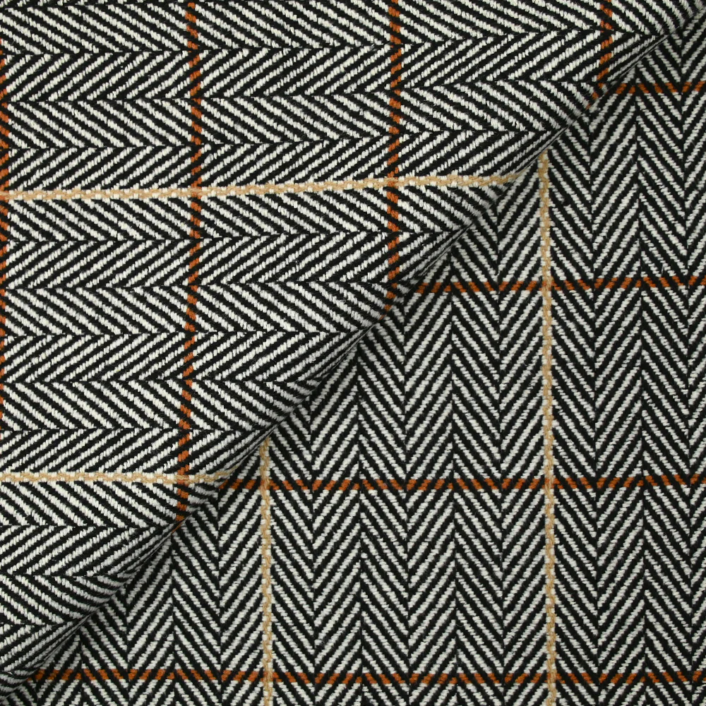 Laine mélangée thermocollée ligne marron et beige fond chevrons