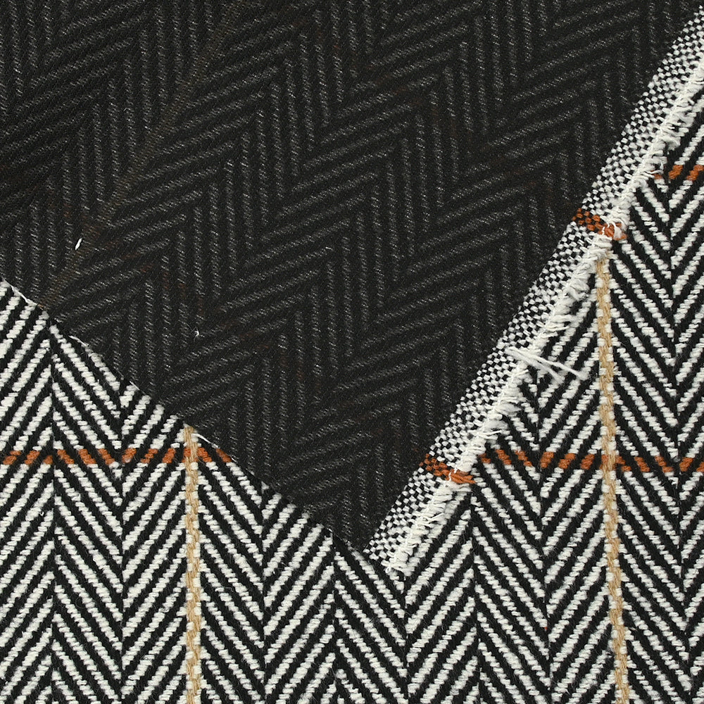Laine mélangée thermocollée ligne marron et beige fond chevrons - Image 6