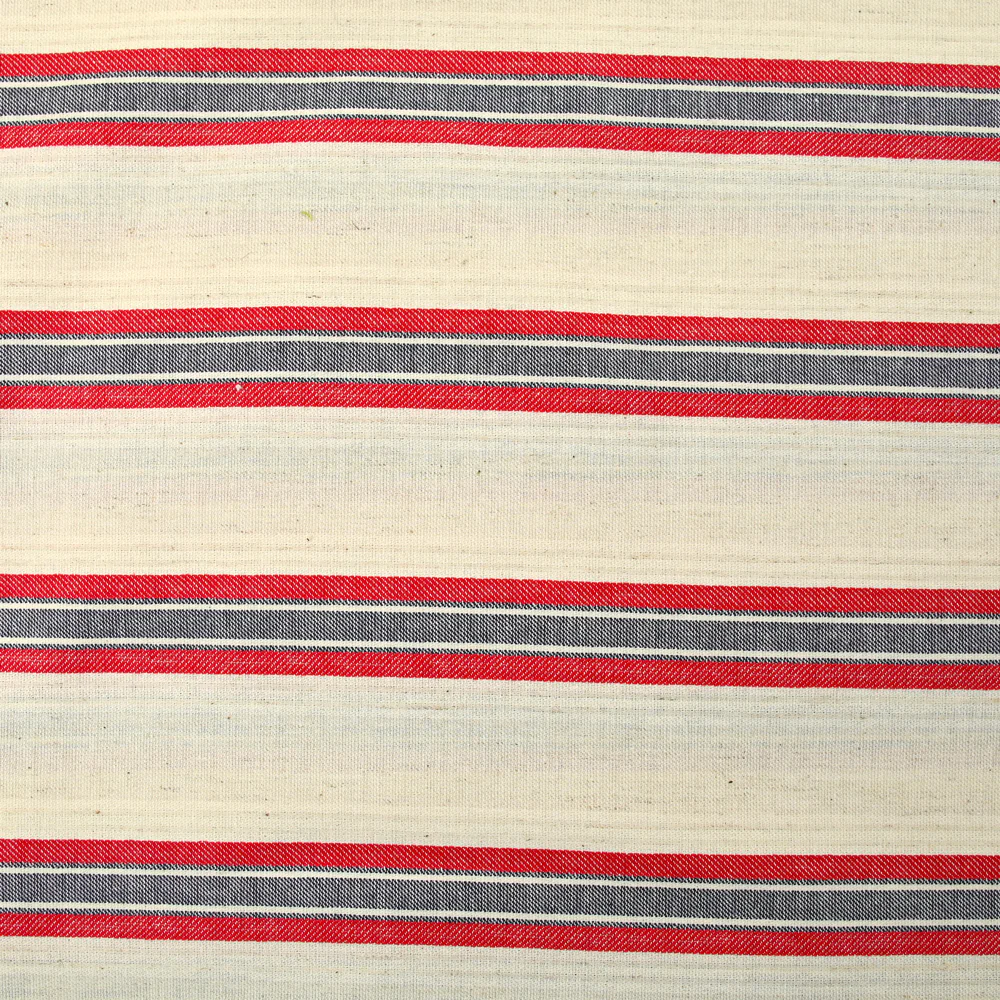 Lin et coton tissé-teint rayure rouge et marine fond ficelle - Image 4