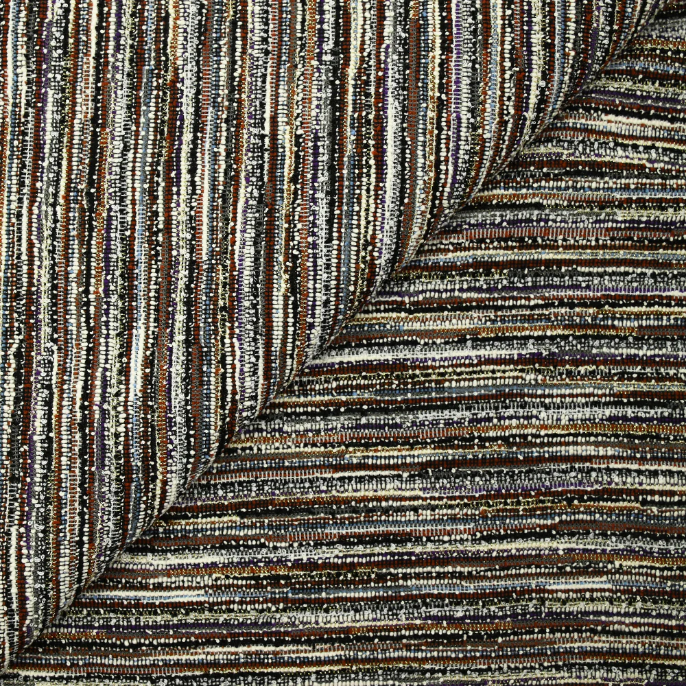 Maille aspect tweed lurex bouclette bleu ciel, violet et marron