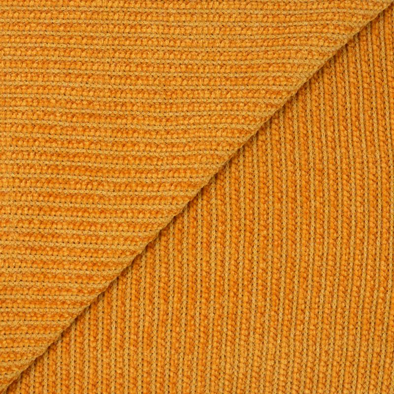 Maille chenille côtelée jaune soleil