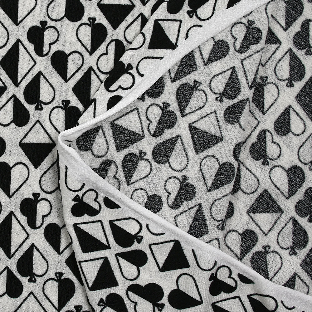 Maille crĂȘpe imprimĂ©e jeu de cartes fond blanc - Image 5