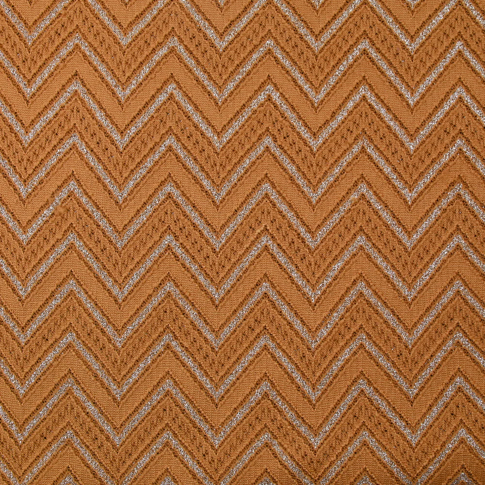 Maille dentelle chevron lurex camel