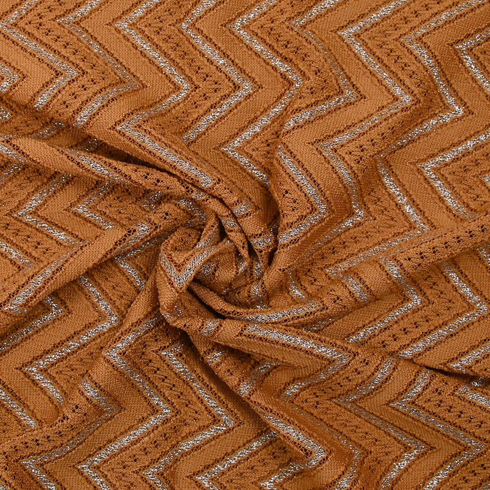 Maille dentelle chevron lurex camel - Image 2