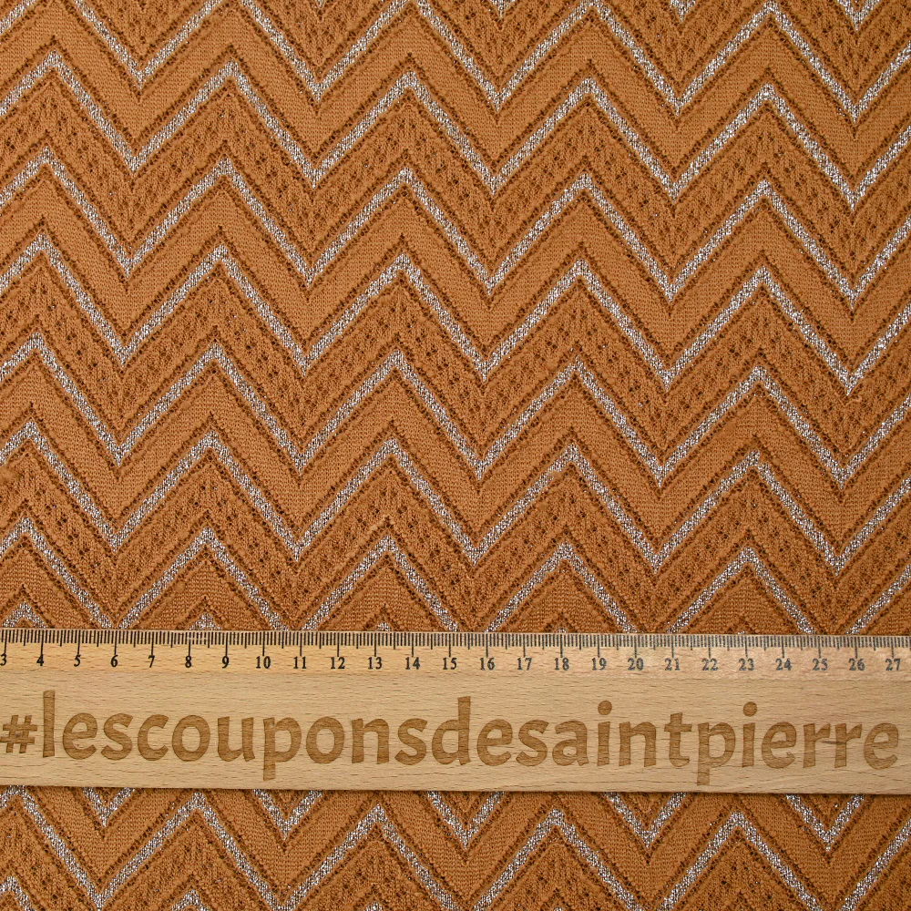 Maille dentelle chevron lurex camel - Image 3