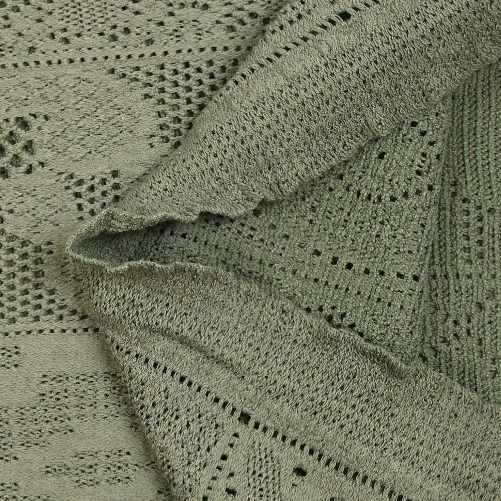 Maille dentelle effet crochet polycoton carré en macramé sauge - Image 5