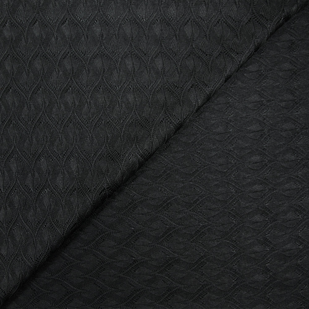 Maille dentelle fleurs stylisées fond noir - Image 4