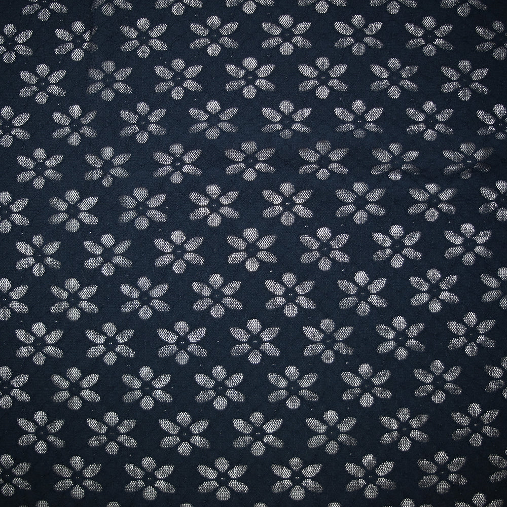 Maille dentelle Rebecca fond bleu marine