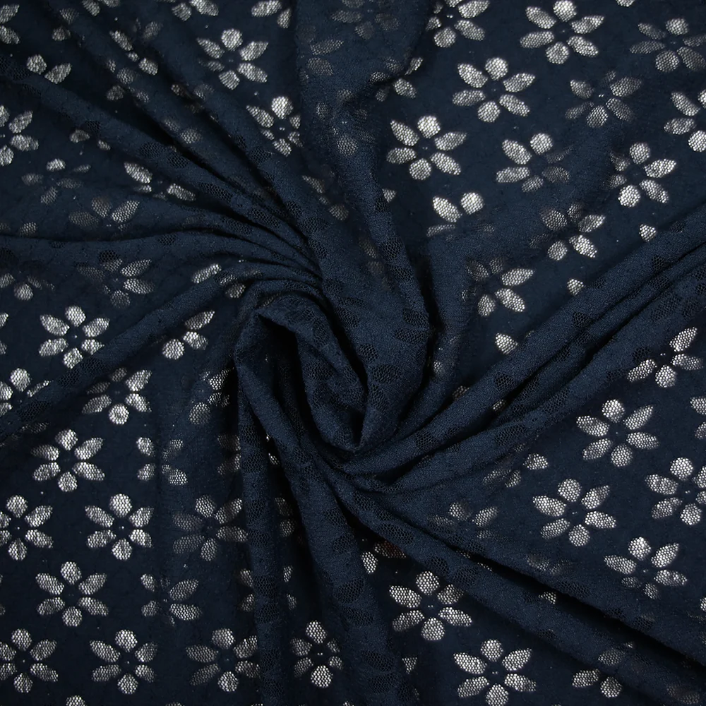 Maille dentelle Rebecca fond bleu marine - Image 2