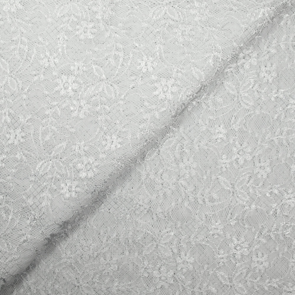 Maille dentelle satinĂ©e champĂȘtre blanche