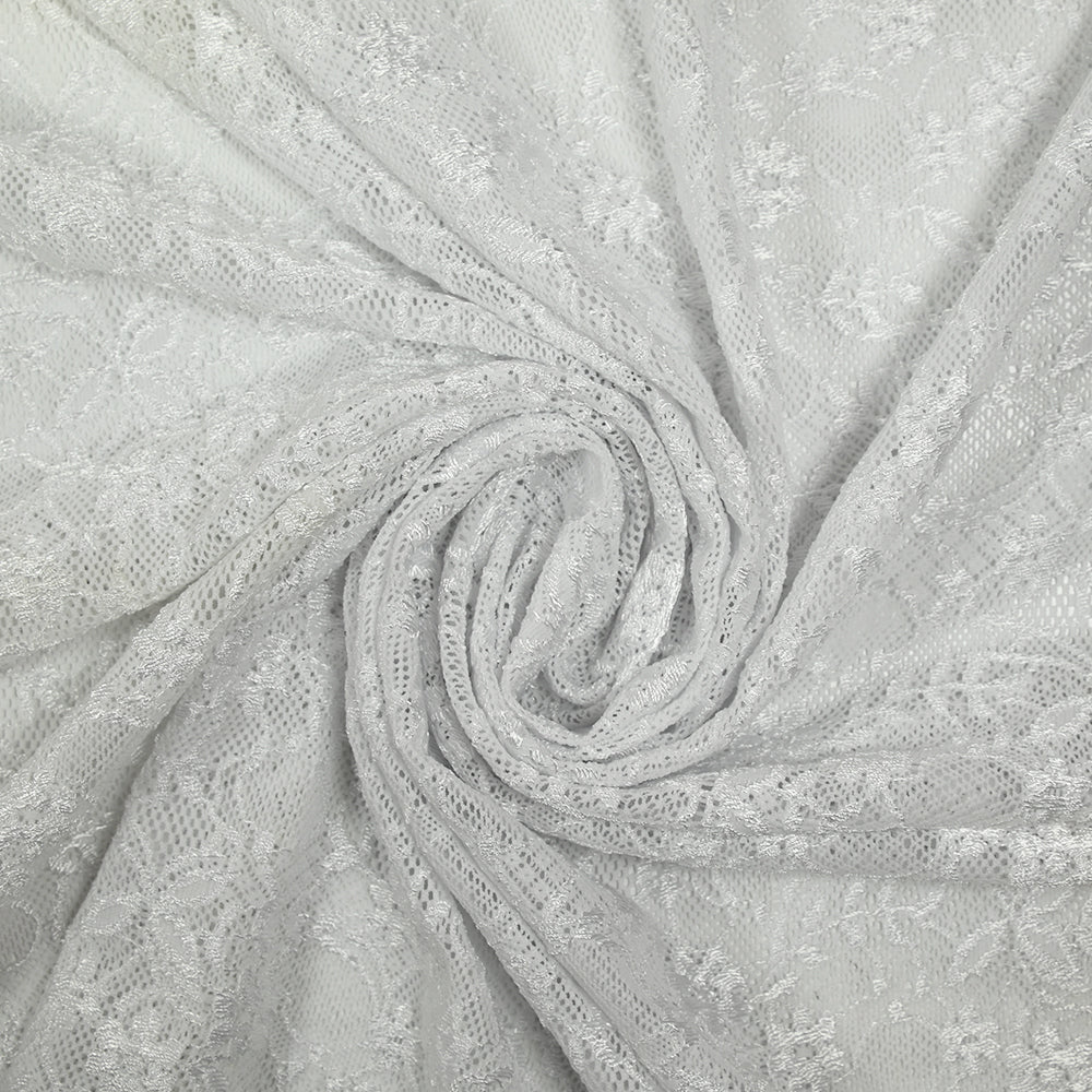 Maille dentelle satinĂ©e champĂȘtre blanche - Image 2