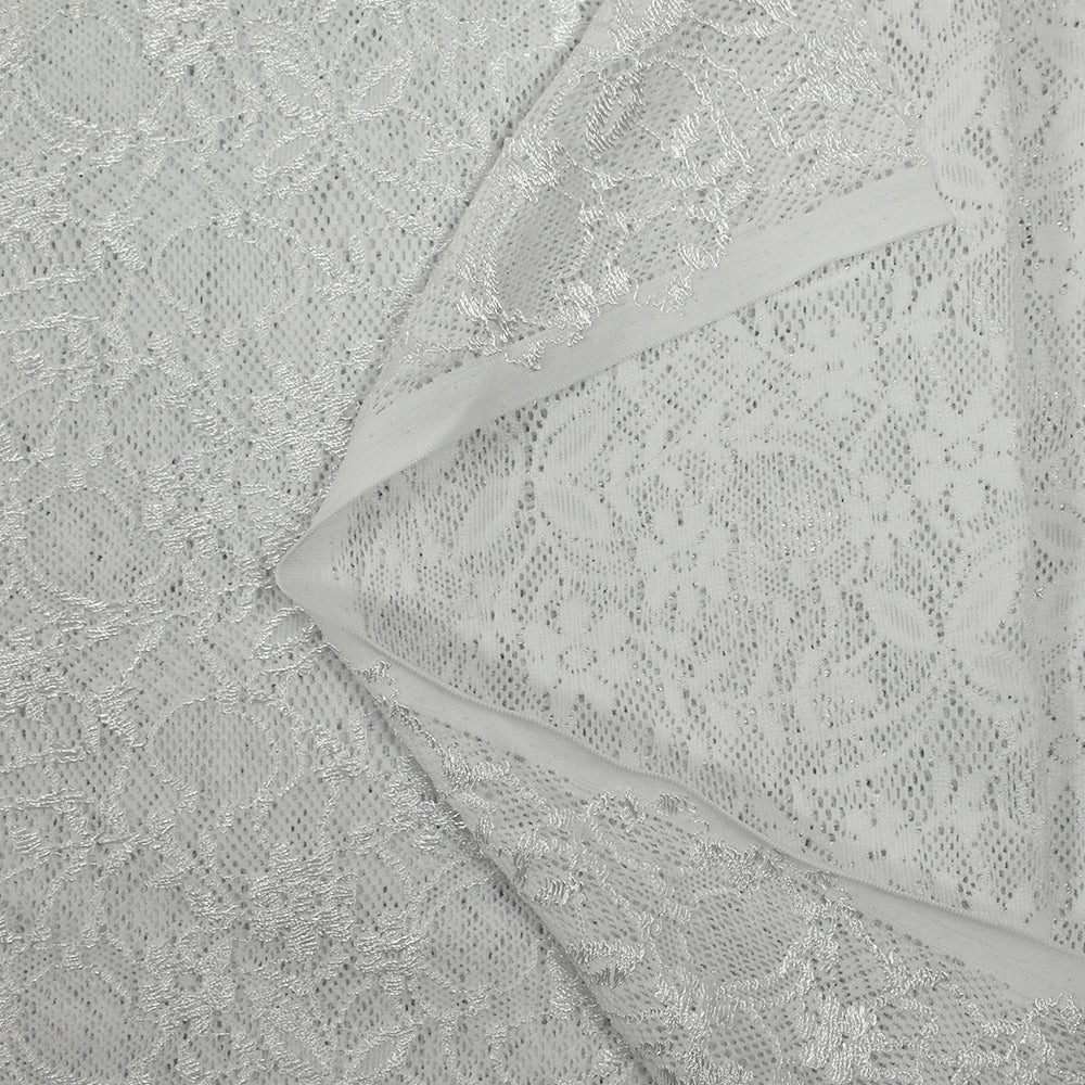Maille dentelle satinĂ©e champĂȘtre blanche - Image 4
