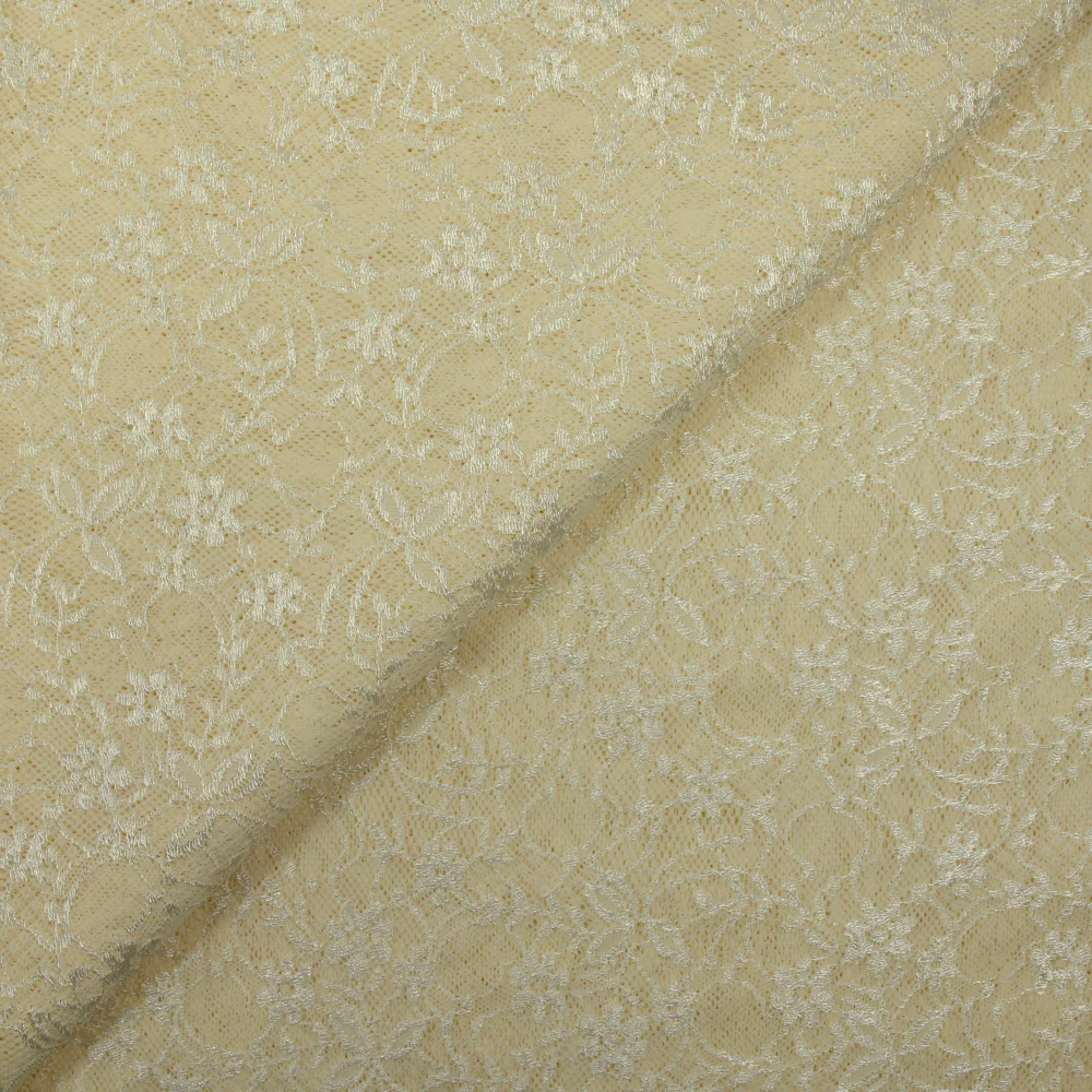 Maille dentelle satinée champêtre jaune beurre