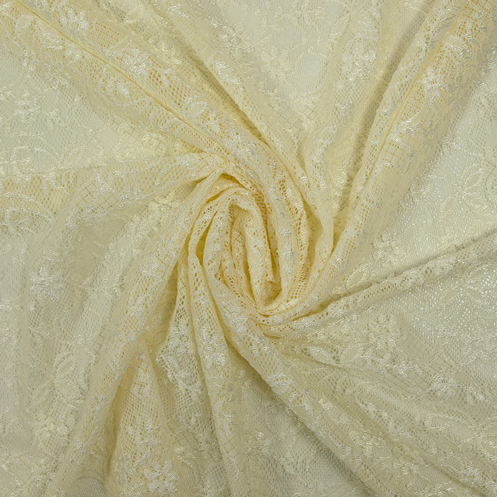 Maille dentelle satinée champêtre jaune beurre - Image 2