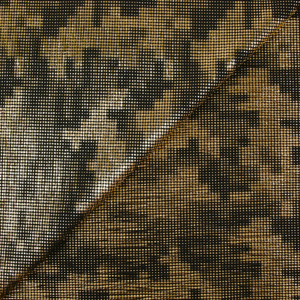 Maille fine gaufrée imprimée en pointillés dorés fond noir - Image 4