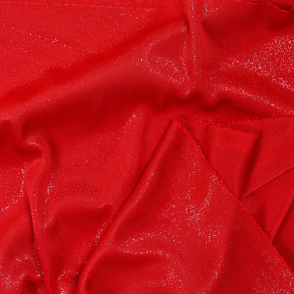Maille fine Lurex argent fond rouge - Image 3