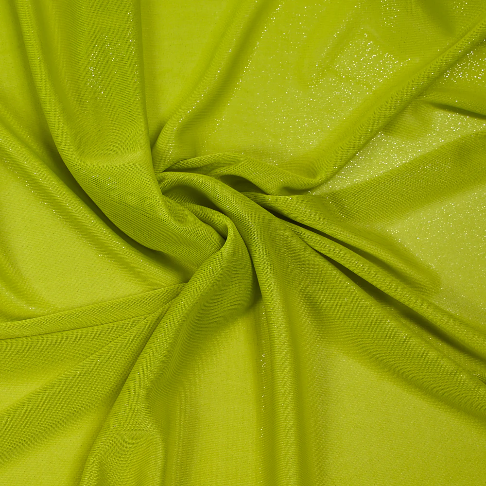 Maille fine Lurex argent fond vert anis - Image 2