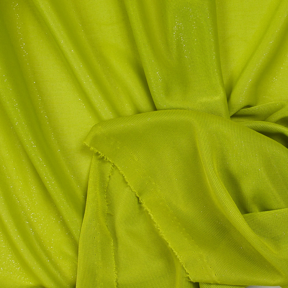 Maille fine Lurex argent fond vert anis - Image 3
