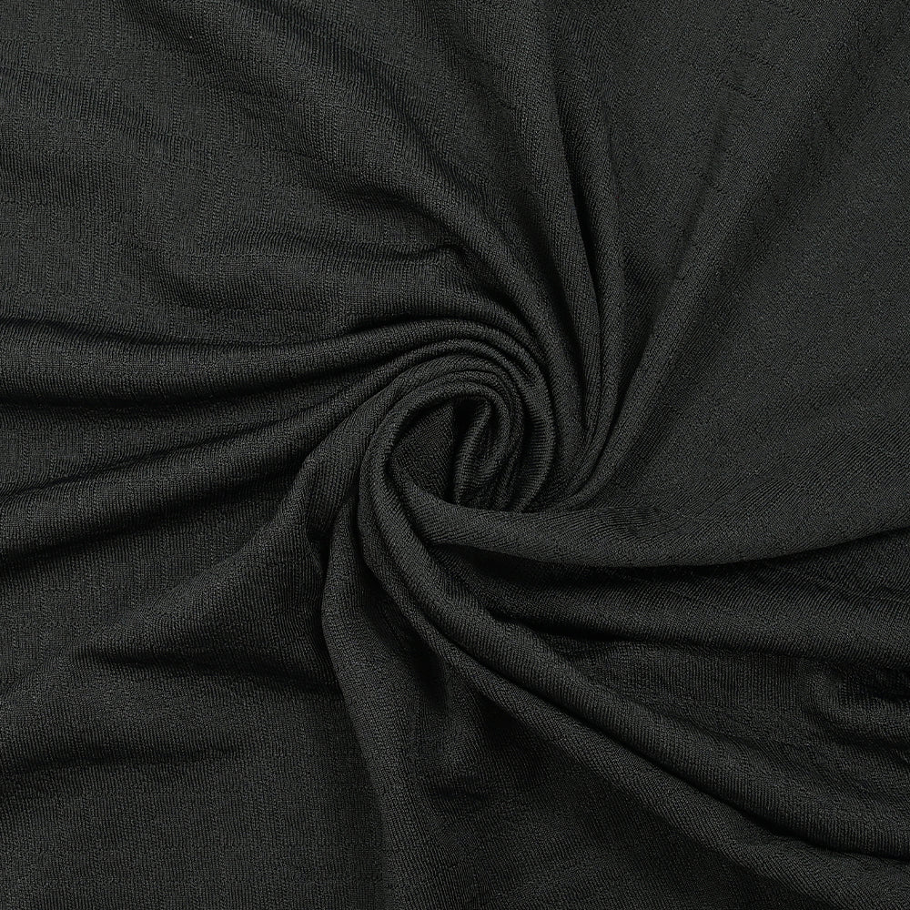 Maille polyester carreaux ton sur ton noir - Image 2