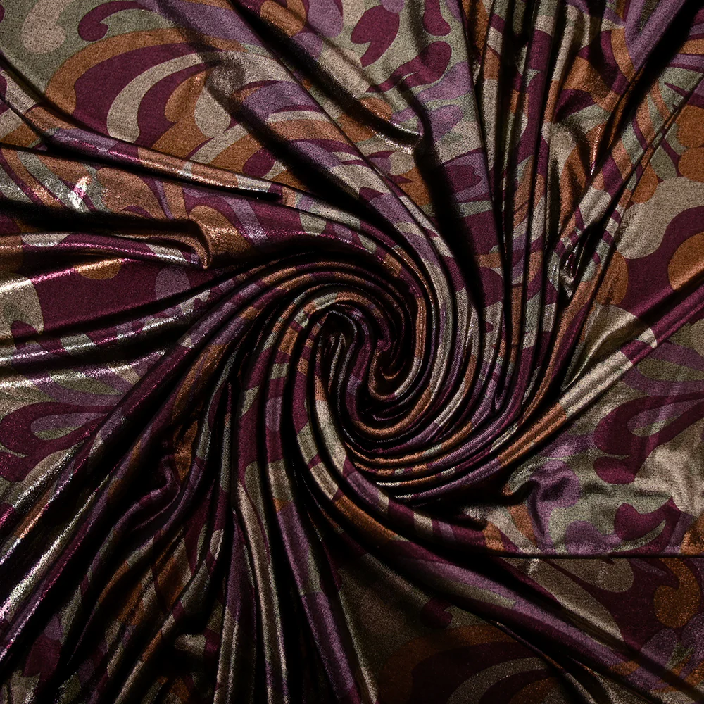 Maille polyester irisée psychédélique fond violet - Image 2