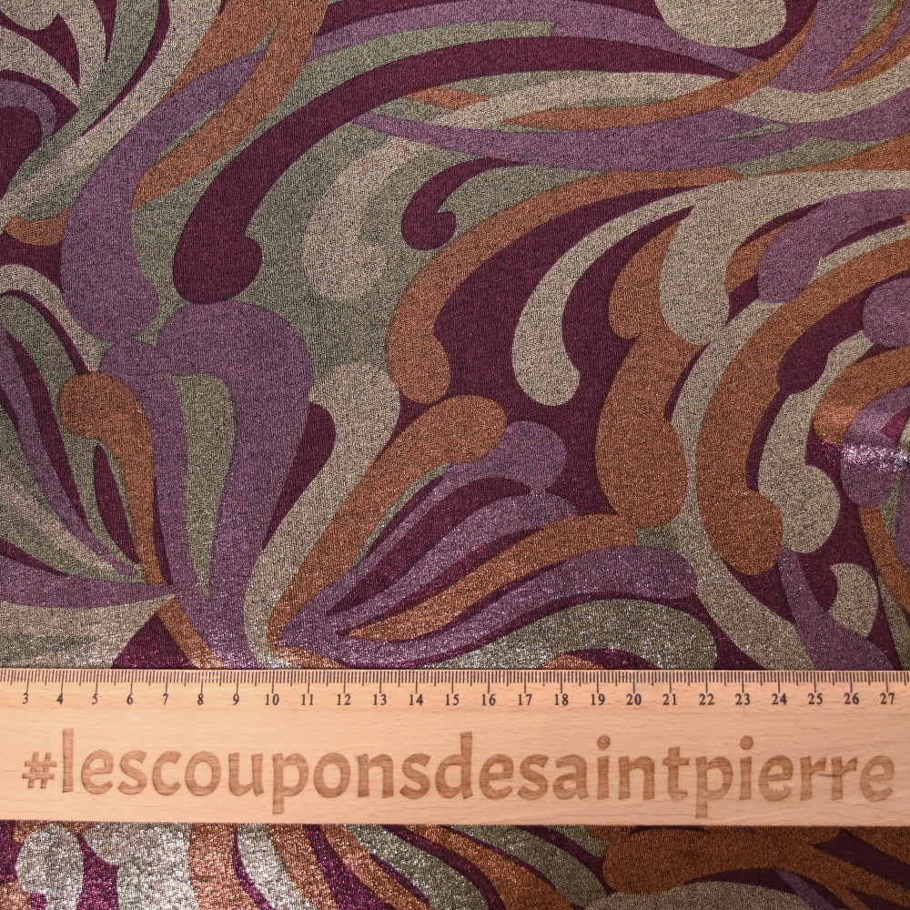 Maille polyester irisée psychédélique fond violet - Image 3