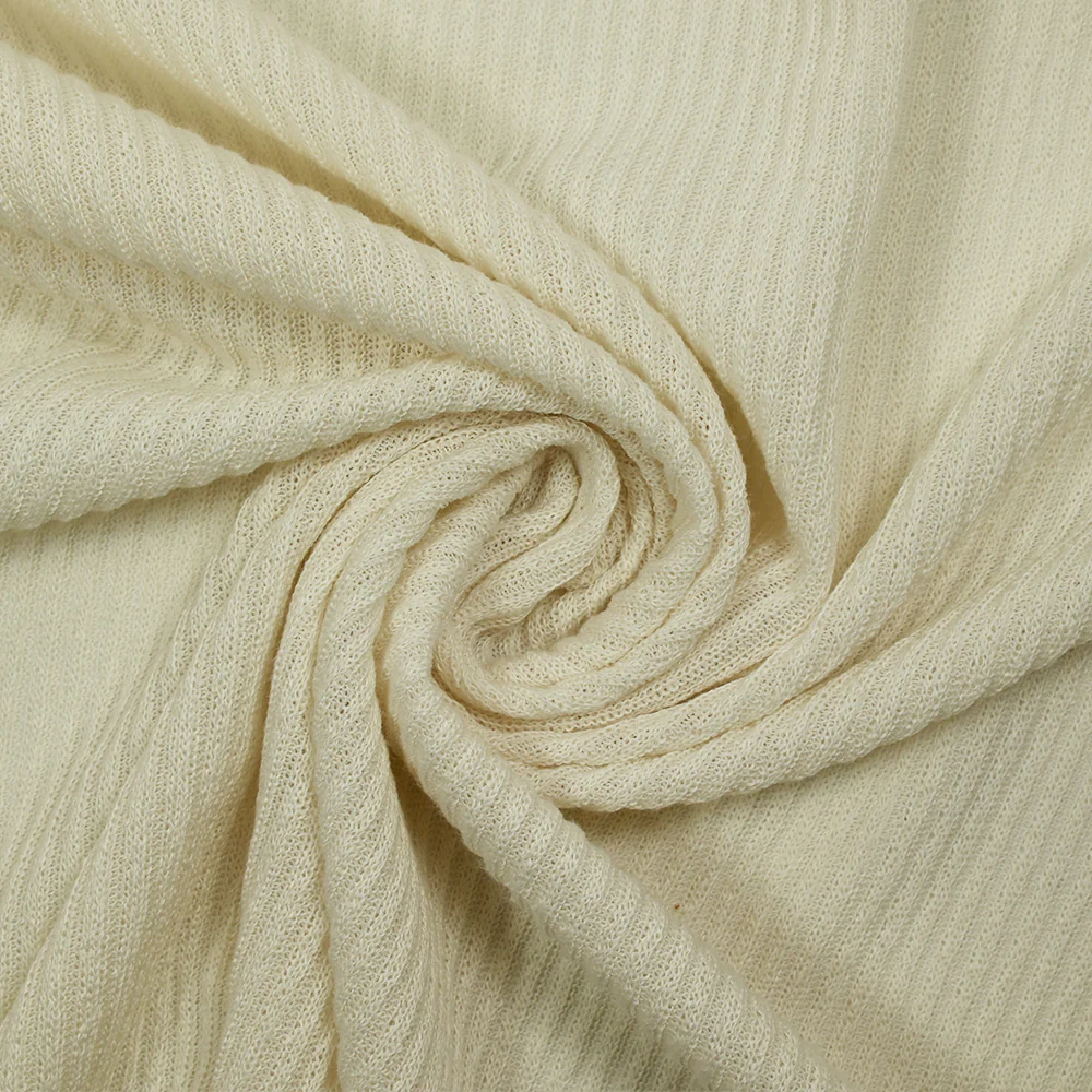 Maille tricot côtelée écrue - Image 2