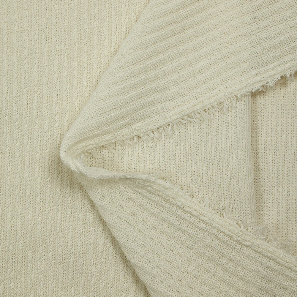 Maille tricot côtelée écrue - Image 3