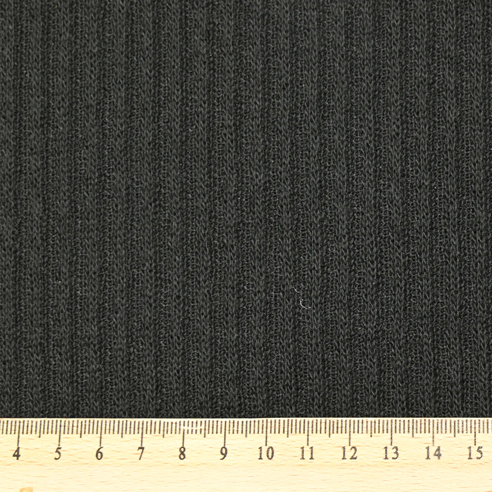 Maille tricot côtelée noir - Image 3