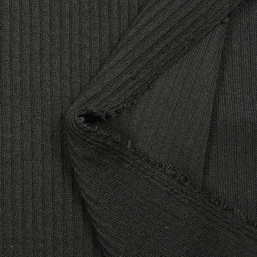 Maille tricot côtelée noir - Image 5