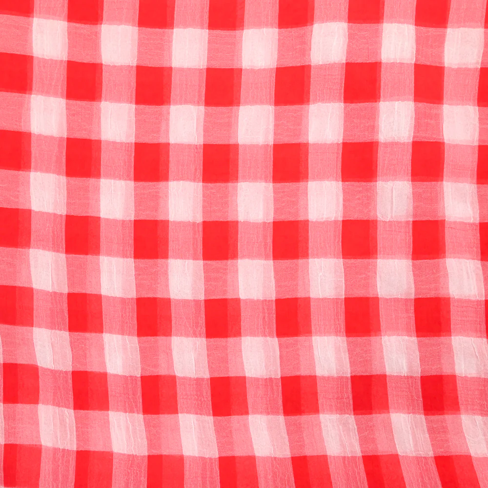 Mousseline de polyester à carreaux rouge et blanc