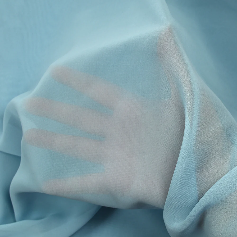 Mousseline de polyester bleu clair - Image 3