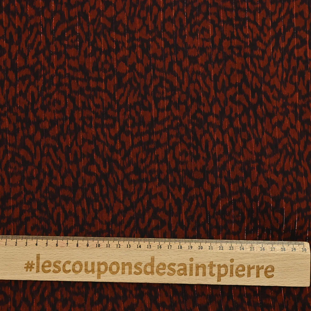 Mousseline de polyester imprimée léopard marron et noir - Image 3