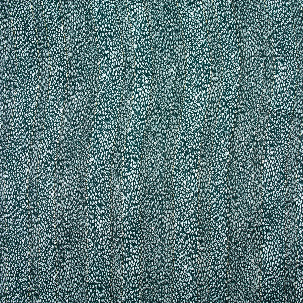 Mousseline imprimée bande satin léopard vert