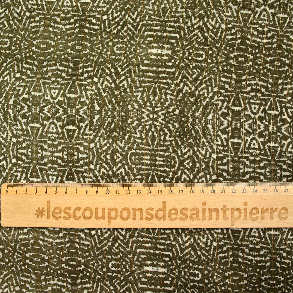 Mousseline rayée dorée imprimée camouflage vert - Image 3