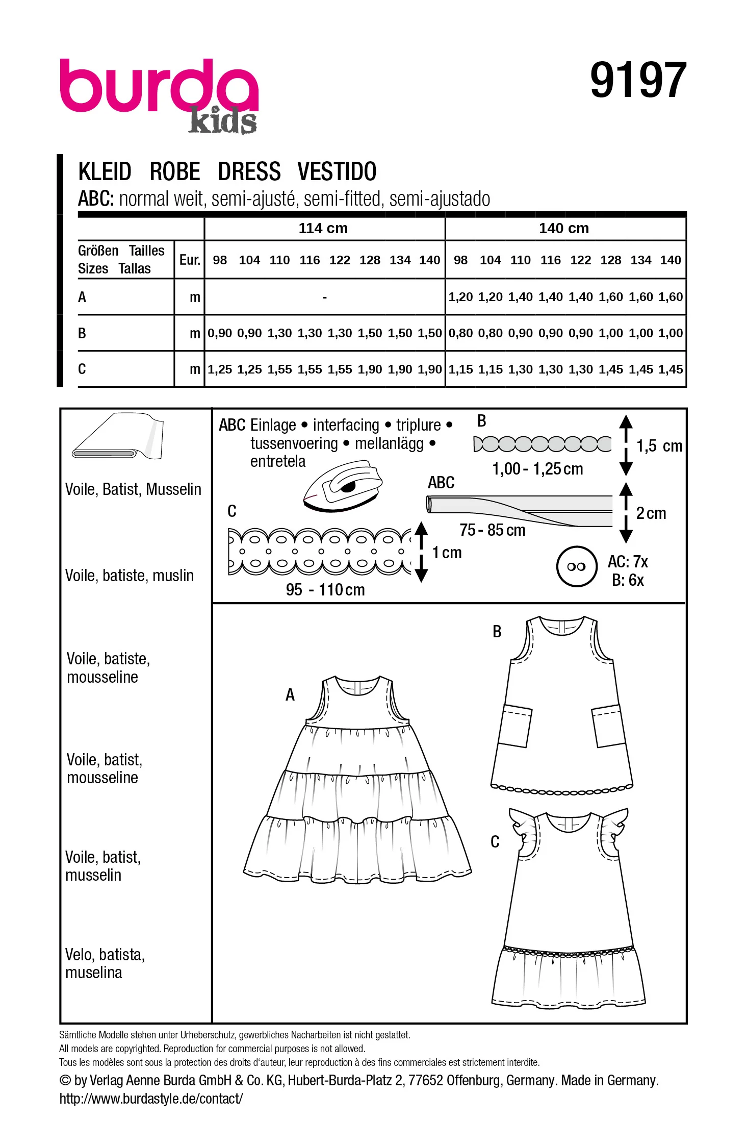 Patron Burda kids n°9197 : Robe - Image 5