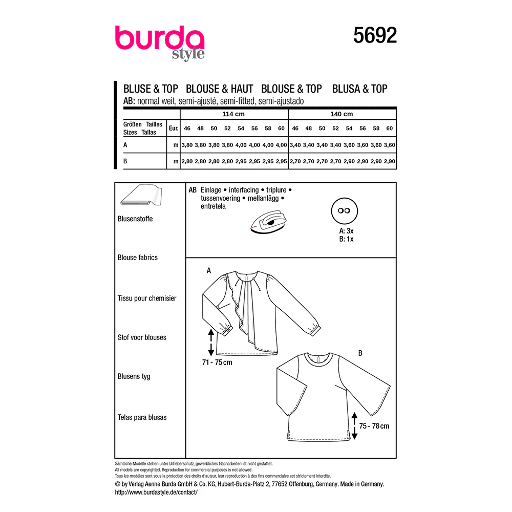 Patron Burda n°5692 : Blouse & Haut - Image 8
