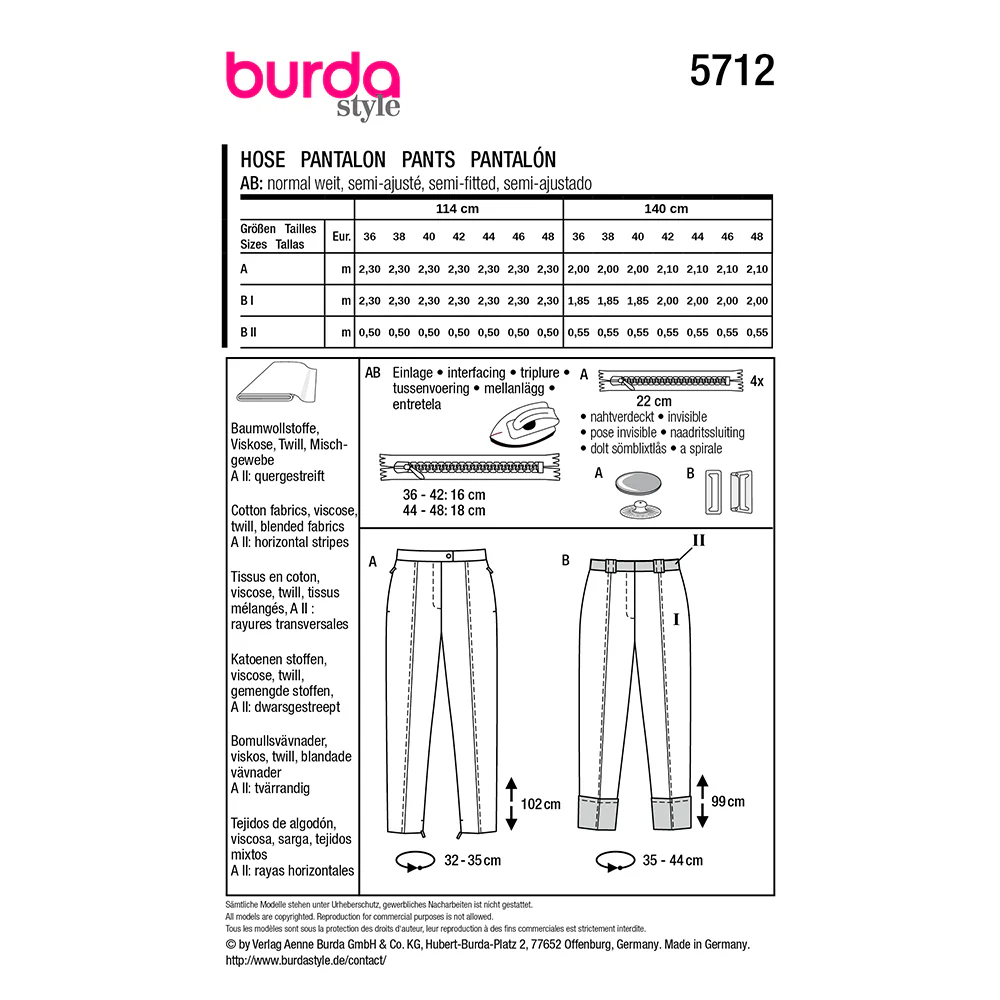 Patron Burda n°5712 : Pantalon - Image 7