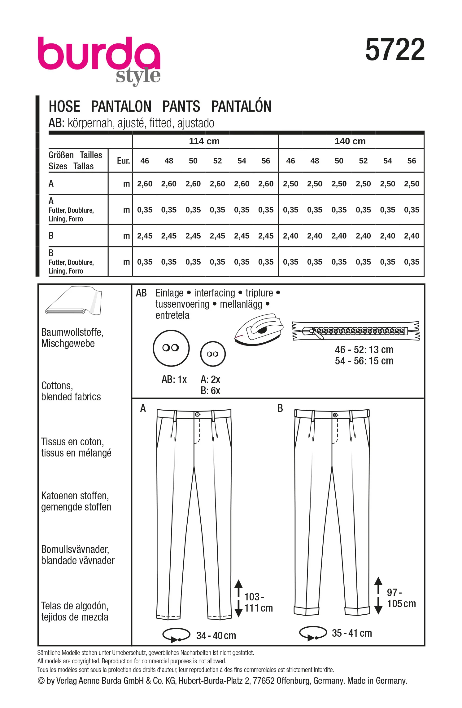 Patron Burda n°5722 : Pantalon - Image 8