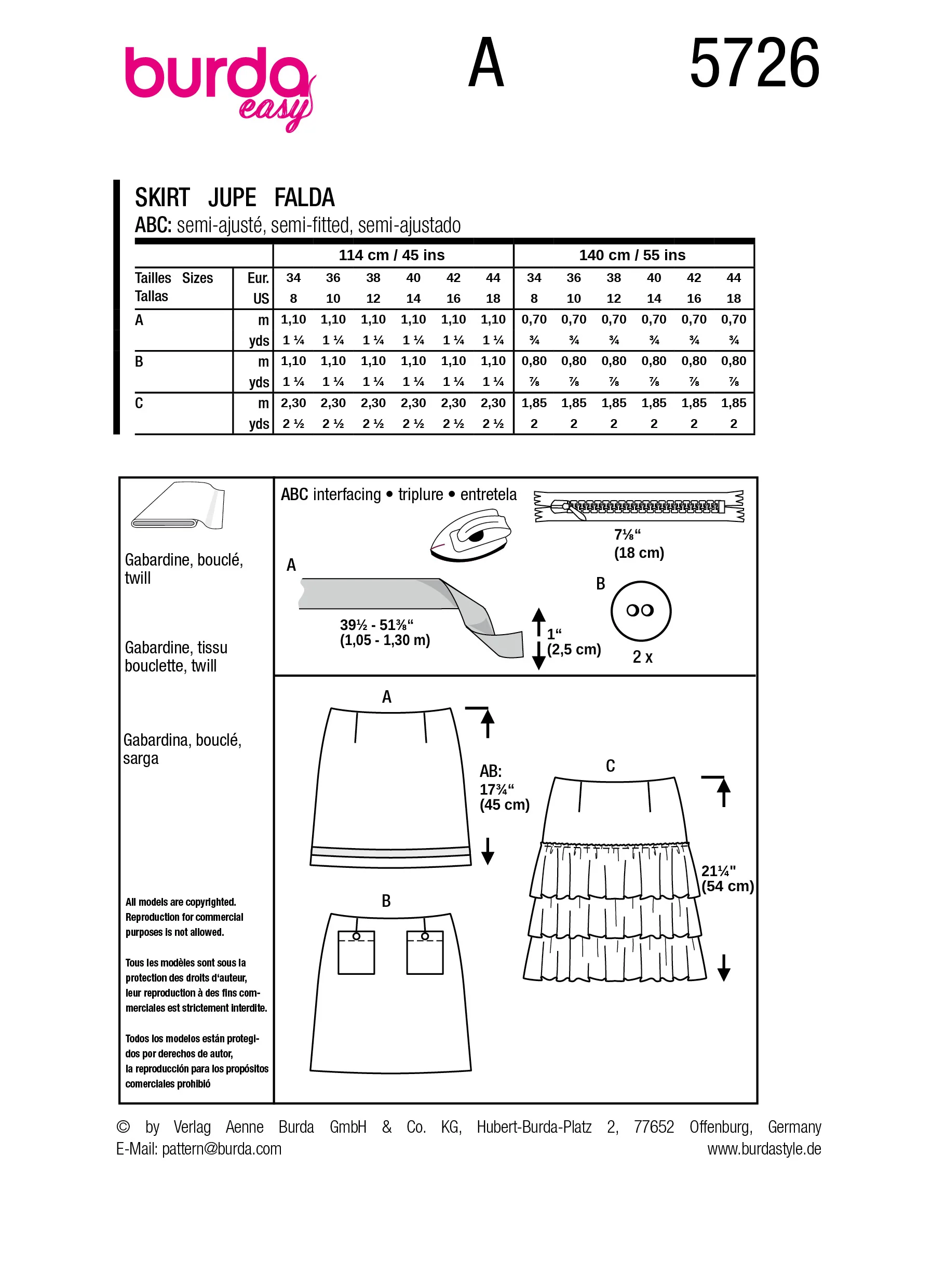 Patron Burda n°5726 : Jupe - Image 12