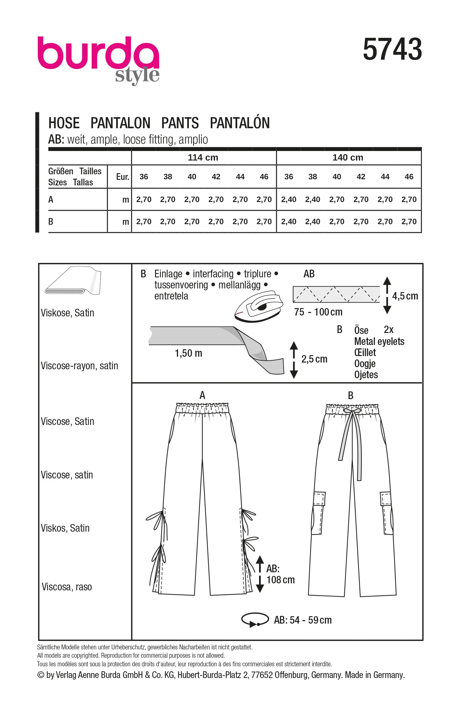 Patron Burda n°5743 : Pantalon - Image 8