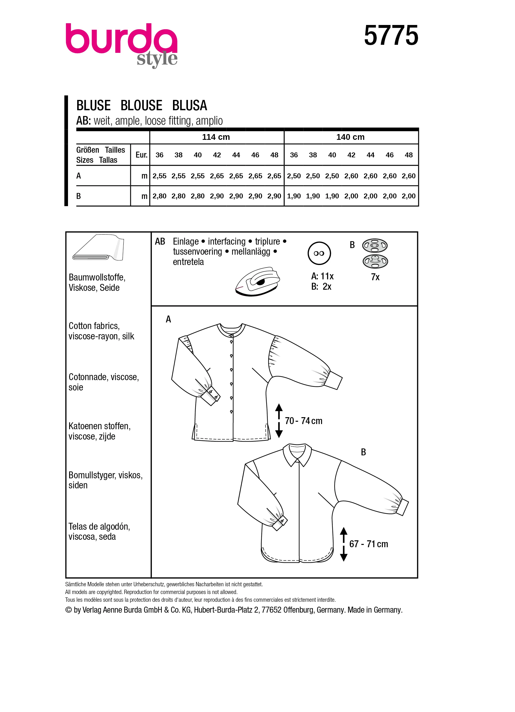 Patron Burda n°5775 : Blouse - Image 9