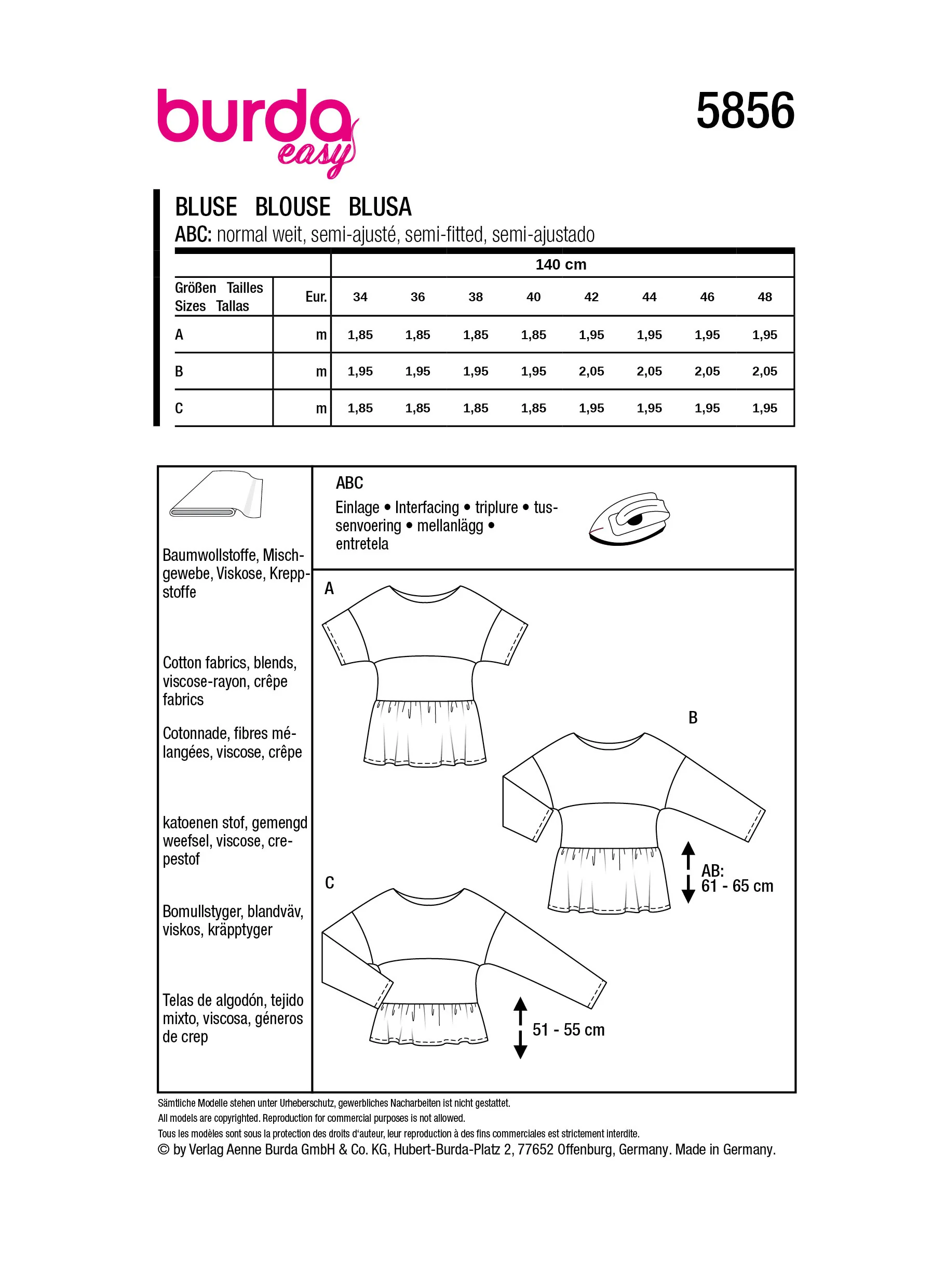 Patron Burda n°5856 : Blouse - Image 9
