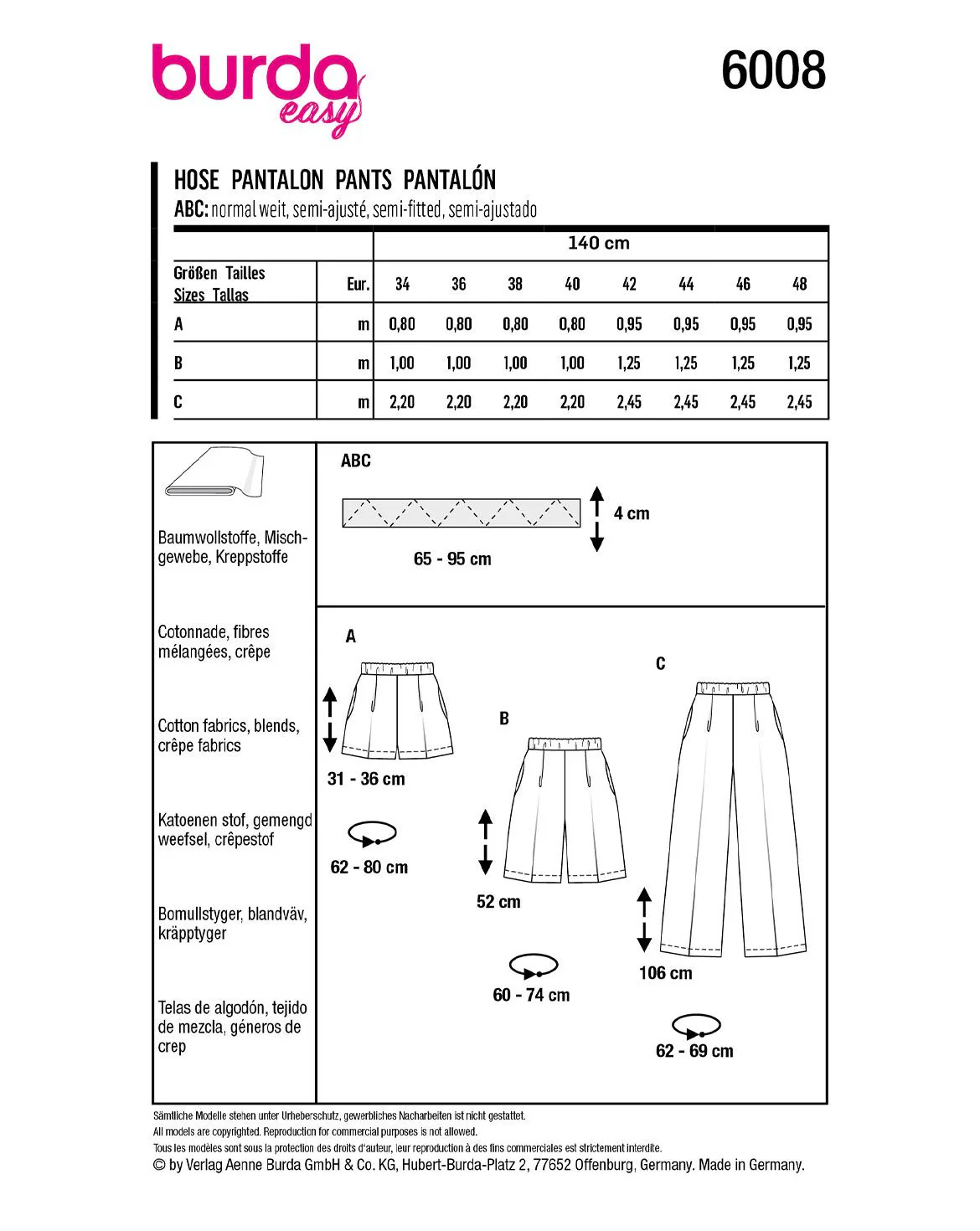 Patron Burda n°6008 : Pantalon - Image 4