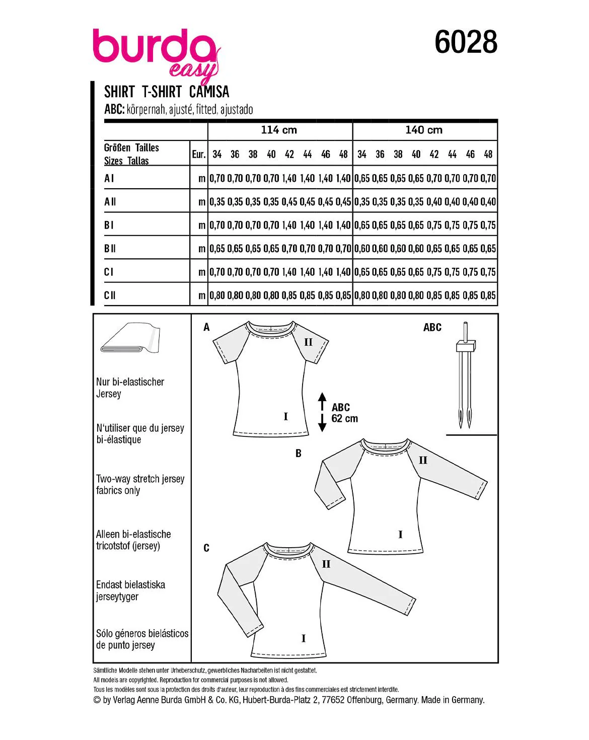 Patron Burda n°6028 : Tshirt - Image 5