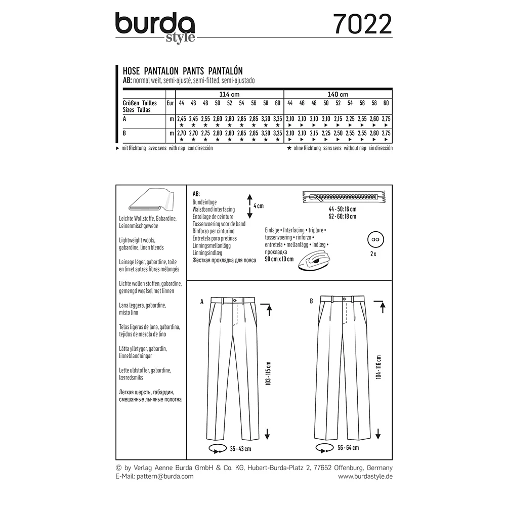 Patron Burda n°7022 : Pantalon - Image 6