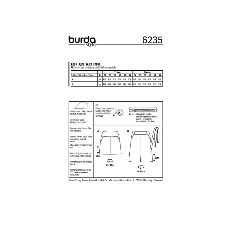 Patron Burda n°6235 : Jupe avec empiècement - Image 8