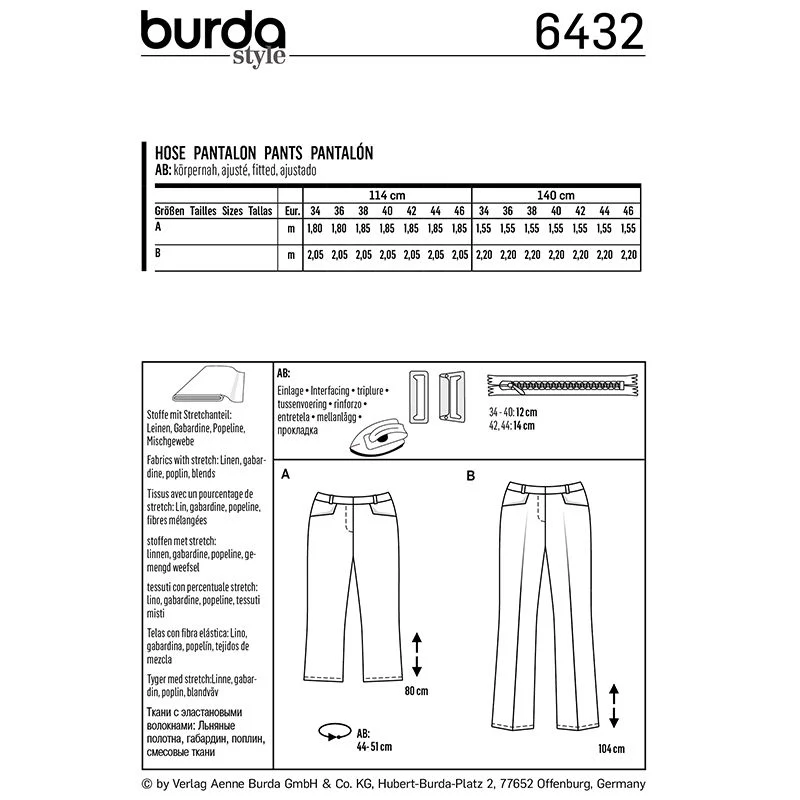 Patron Burda n°6432: Pantalon évasé - Image 3