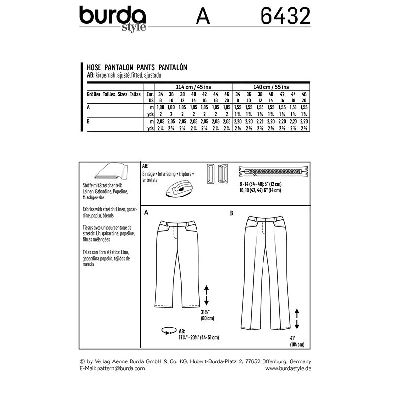 Patron Burda n°6432: Pantalon évasé - Image 4